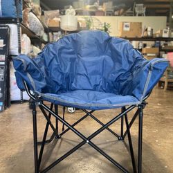 MF Studio Oversized Padded Moon Chair Camping Folding Saucer Chairs with Cup Holder and Carry Bag, Supports up to 400lbs, Dark Blue
