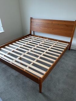 Mid-Century Modern King Bed Frame with Wood Headboard (All Modern)