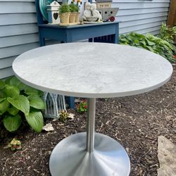 Room and Board Aria Tulip Table With Marbled White Quartz Top 