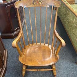 Brown Wood Fruit Themed Rocking Chair $30 24” x 29” x 40”