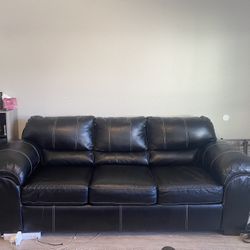 2 Black Faux Leather Couches 