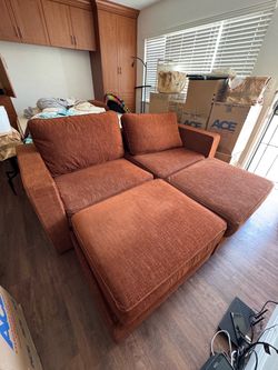 Lovesac couch & footstools Terracotta, like new, 950 OBO