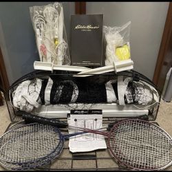 Eddie Bauer Sports Vintage Badminton 4 Player Set With Wire Carrying Hard Case