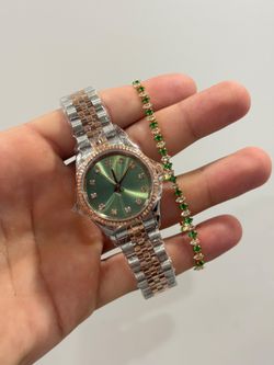 Pascal Timeless Classic Diamond Watch. Marquise Gemstone Tennis Bracelet