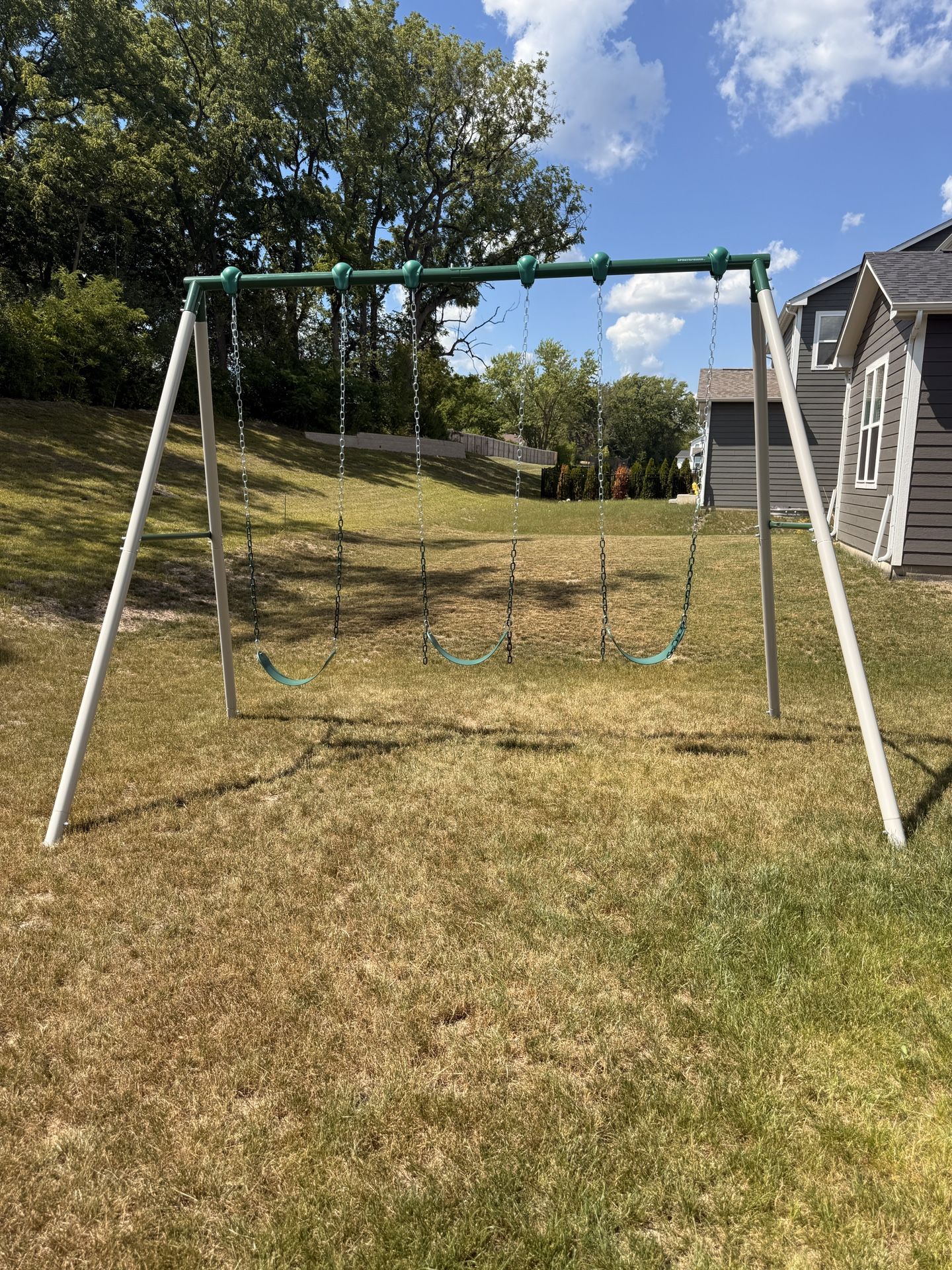 Sportspower Everest 9.5' Metal Swing Set with 3 Belt Swings