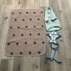Size S and XS Puppy harness, Hoodie, and Washable Pee Pad