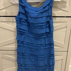 Beautiful, teal dress, elegant/formal, unique design &  flattering