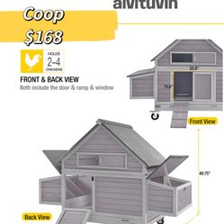 😀 Aivituvin-AIR67 Large Chicken Tractor for 2-4 Chickens - Chicken Coop without Chicken Run, $168 👀items still in the boxes ..needs to be assembled 