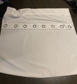 White Shower Curtain With Snap On Liner and Clear Shower Hooks
