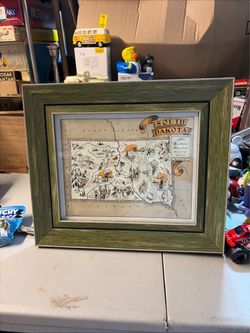 Framed South Dakota Illustrated Map Art