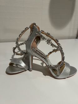 Badgley Mischka Silver Crystal Strappy Heels