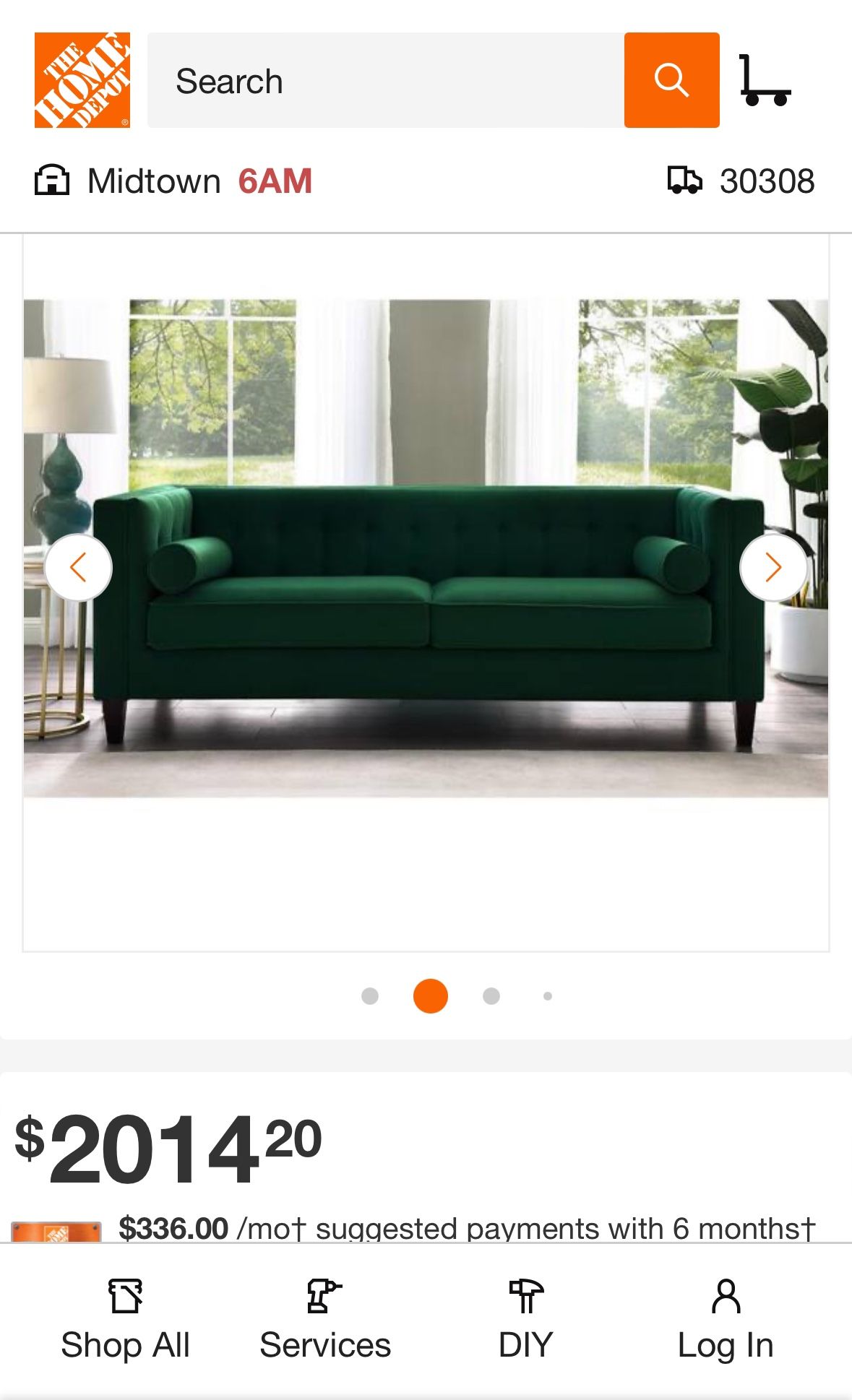 Hunter Green Sofa