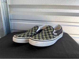 Vans Classic Slip on Checkerboard shoes in Loden Green