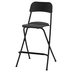 IKEA FRANKLIN Bar stool with backrest, foldable, black