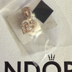 New Pandora Rose Gold Mom Double Heart Dangle Charm