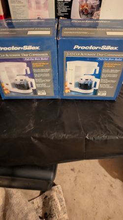 Proctor silex 2-12 cup automatic drip coffee maker A607A Brand new in the box. Check out my all our appliances in the last couple pictures. All priced