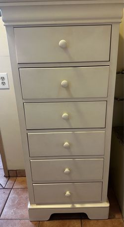 White Wood 6-Drawer Tall Dresser