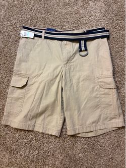 NWT Izod Flat Front Cargo Shorts Mens Size 34 Cedarwood Khaki MSRP $65