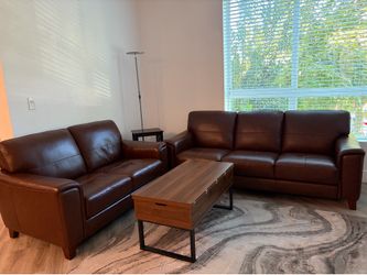 Genuine Leather Sofa 88” Sofa – Good Condition