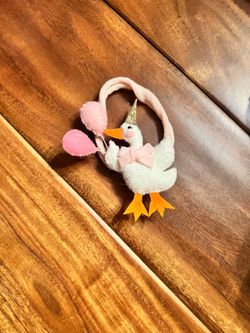 Baby girl bow nylon headband one silly goose birthday. Never worn