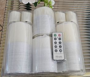 New Silver Trim LED Candles, 8-Pack Set with Remote & Timer