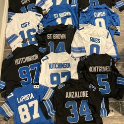 Detroit Lions Jersey - Adult & Youth Sizes - Giblos, St Brown, Hutchinson, Goff, Anzalone