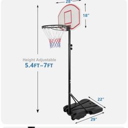 Pro 7ft Basketball Hoop Adjustable Height Portable Backboard System Junior Kid