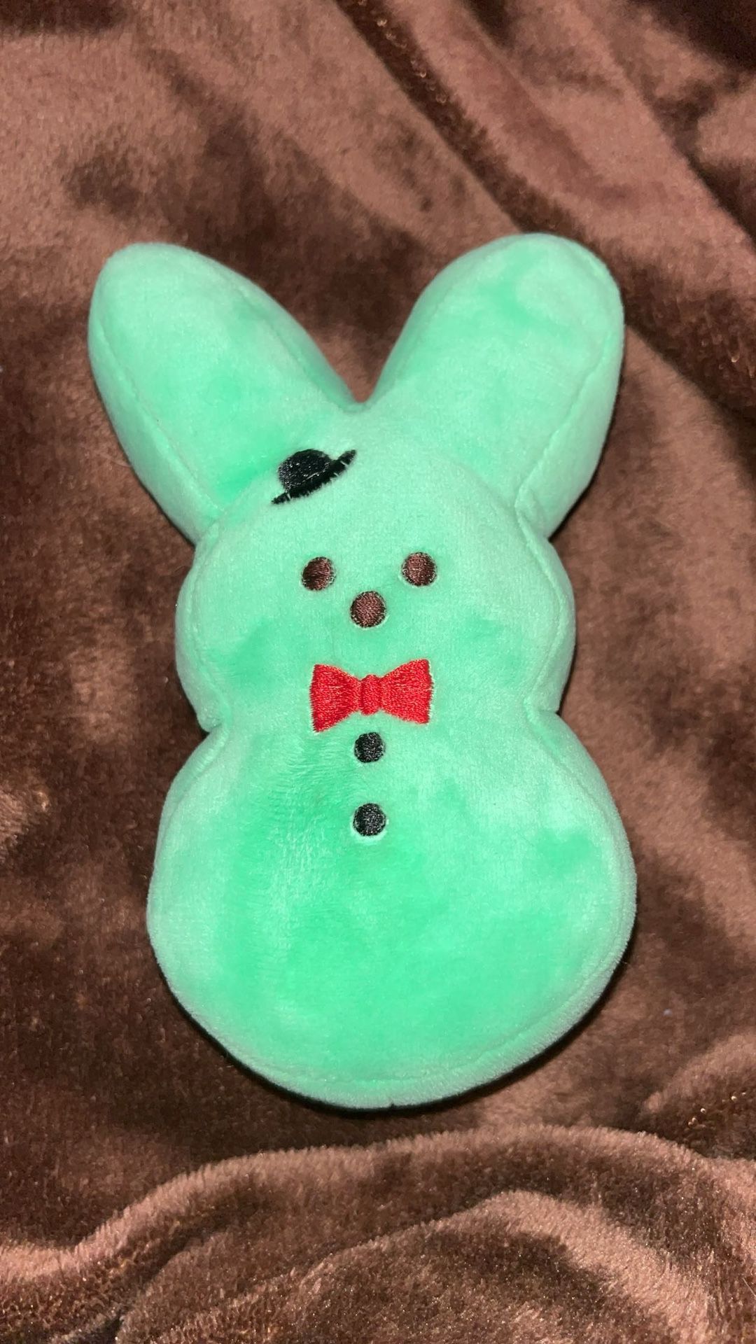 Green Peep With Black Hat And Red Bow 