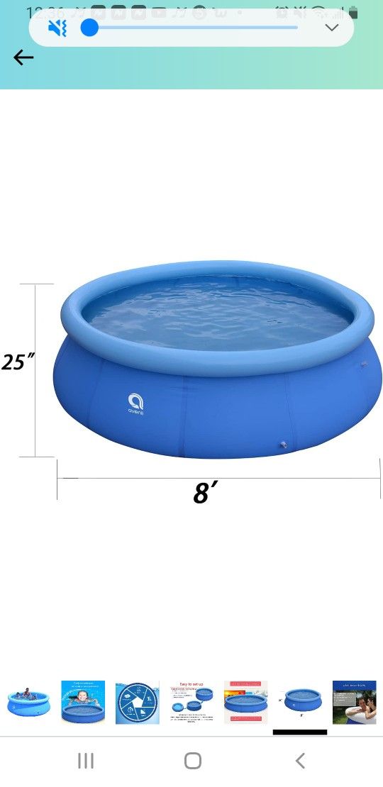 Inflatable Ring Pool  8ft X 25 In