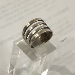 Sterling Silver 925 Mexico, 4Row Unique Ring Band Size 6.5,please pay attention to all pictures For more details
