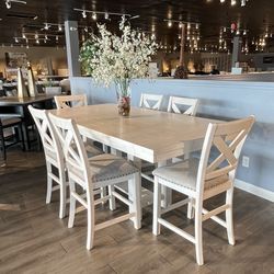 White 7PC Counter Height Dining Room Set
