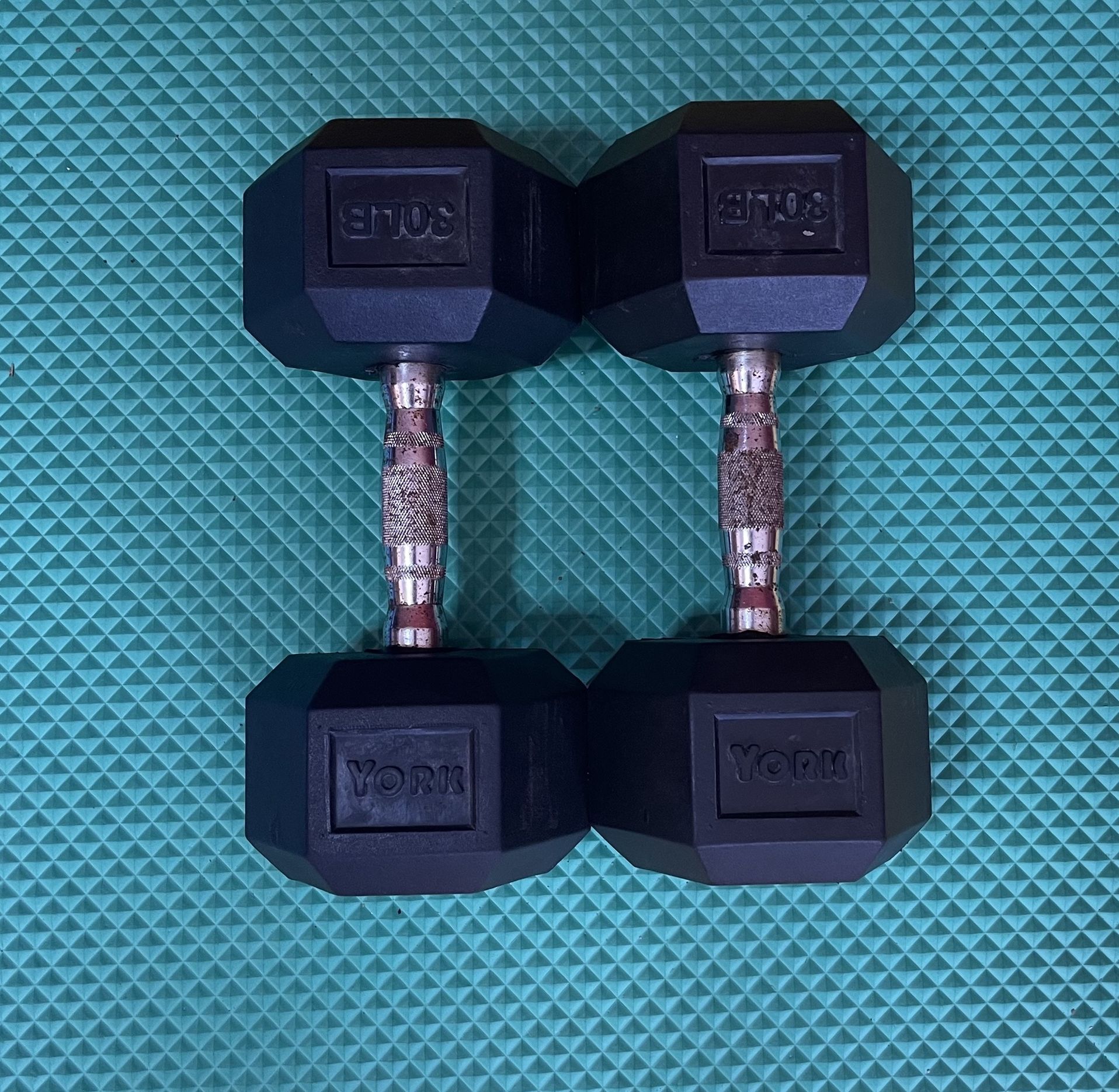 Rubber Coated 30-lbs Dumbbell Set