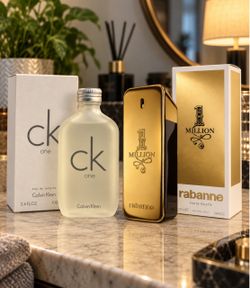Calvin Klein CK One & Rabanne 1 Million for Men | 100ml / 3.4oz Each | Fresh + Bold Designer Fragrances