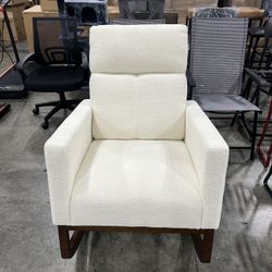 Polyester Upholstered Rocking Chair with Rubber Wood Legs for Living Rooms