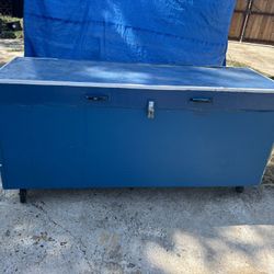 Large Solid Wood With Wheels Tool Box Or Storage Box 