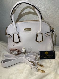 Large White Big Buddha Bag with Flower Detailing – Brand New!