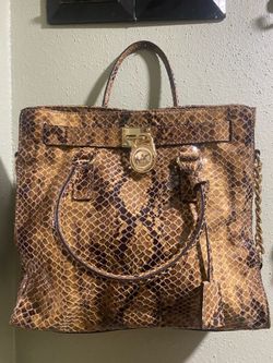Michael Kors Hamilton Python 2-Way-Bag Snake Print Purse Gold Hardware