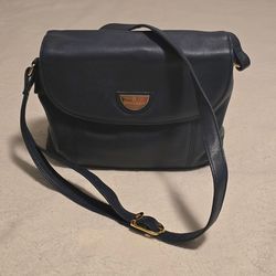 Vintage Navy Blue Etienne Aigner Leather Shoulder Bag