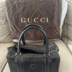 Authentic Gucci GG Canvas Top Handle Satchel – Black – Dust Bag & Receipt