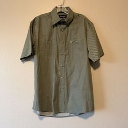 Wrangler George Strait, Men Green Short Sleeve Button Down Western Shirt ,Size M