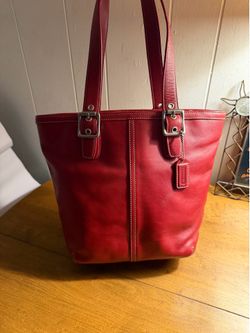 Vintage Red Leather Coach Bag