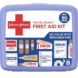 Johnson & Johnson Travel Ready First Aid Kit – 80 Pieces (New & Sealed)
