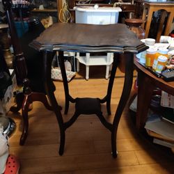 Antique Hall Console Table Hardwood And Bottom Shelf 1960s