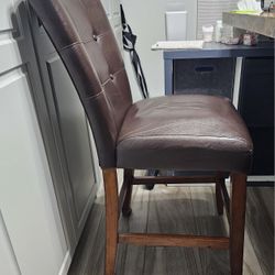Contemporary Faux Leather Counter Stool in Brown

