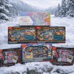 Pokemon New Sealed No Dents Or Rips Selling As Bundle $430 Prismatic Premium Collection  Also Not Real Snow In Pic It’s ai For The Photo