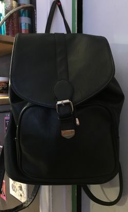 Black leather backpack