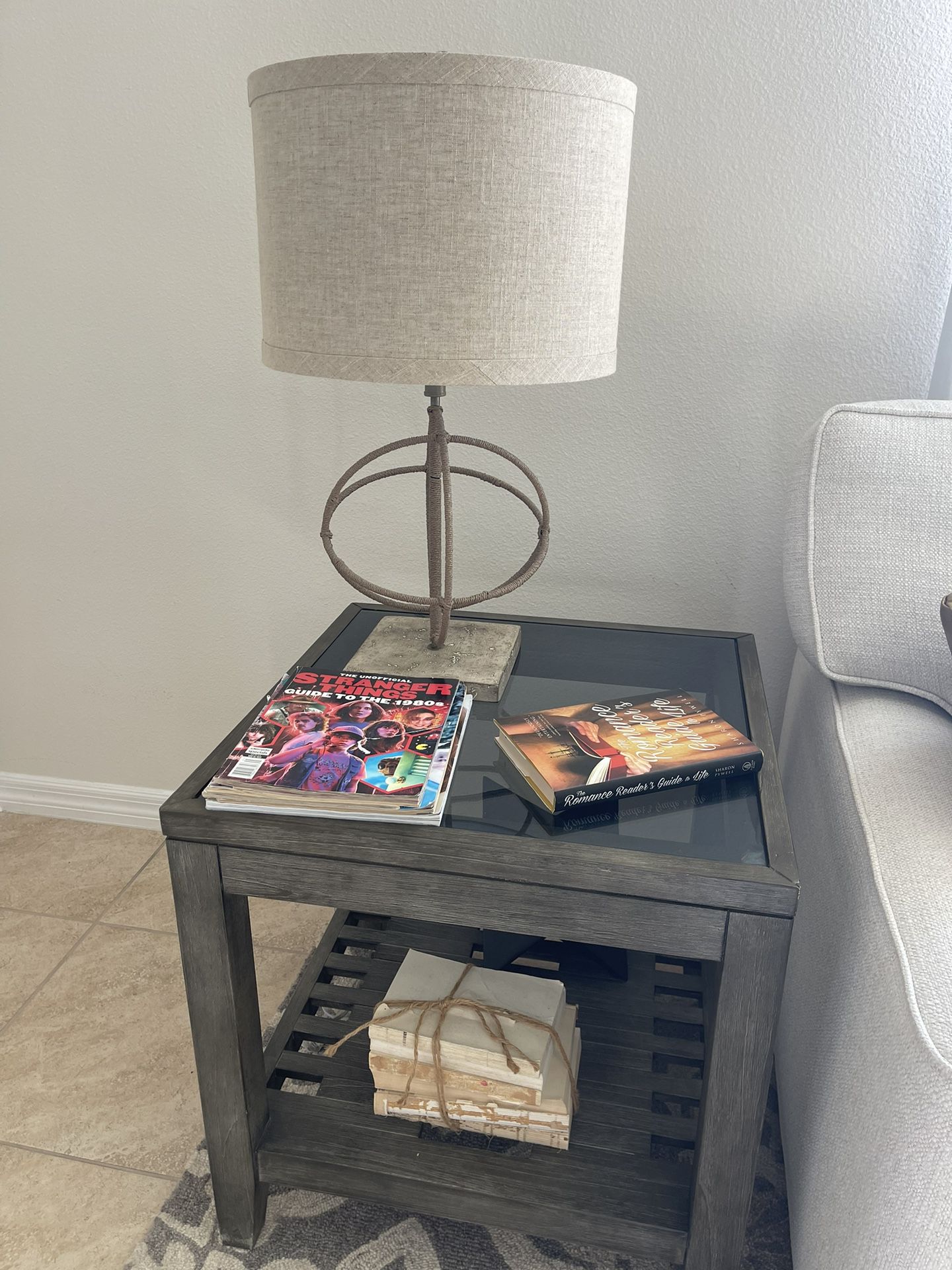 End Table w/ Glass insert - Used For Staging Purposes Only 