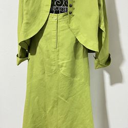 Ashley Stewart Women green Blazer & Skirt long 2 Pcs Suit Size 20 w 