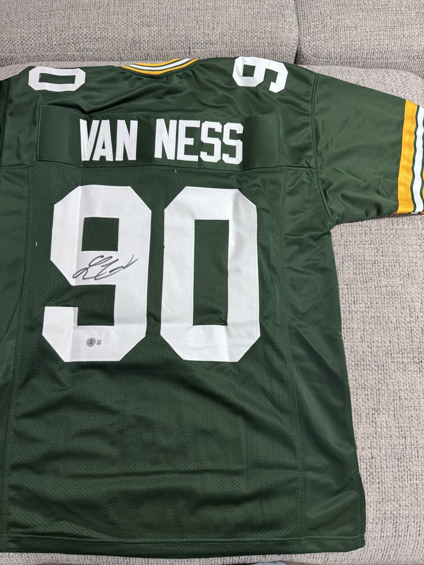Lukas Van Ness Signed Autograph Custom Jersey - Beckett Coa - Green Bay Packers