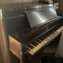 Steinway Upright Piano, Ivory Keys, With Bench